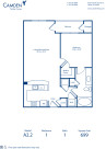 Blueprint of A2.2 Floor Plan, 1 Bedroom and 1 Bathroom at Camden Fairfax Corner Apartments in Fairfax, VA