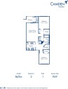 Blueprint of Bellini Floor Plan, 2 Bedrooms and 1 Bathroom at Camden Portofino Apartments in Pembroke Pines, FL