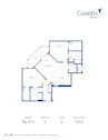 The B13 floor plan, 2 bed, 2 bath at Camden NoDa Apartments in Charlotte, NC