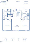 Blueprint of D Floor Plan, 2 Bedrooms and 2 Bathrooms at Camden Henderson Apartments in Dallas, TX