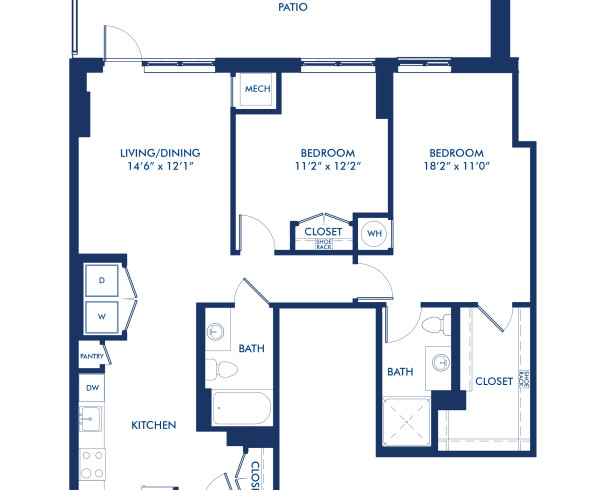 Blueprint of B7.2 Floor Plan, 2 Bedrooms and 2 Bathrooms at Camden NoMa II Apartments in Washington, DC