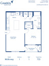 Blueprint of the McKinney floor plan at Camden Cypress Creek II apartments in Houston, TX