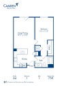 Blueprint of A4 Floor Plan, 1 Bedroom and 1 Bathroom at Camden Belleview Station Apartments in Denver, CO