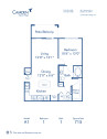 Blueprint of A1 Floor Plan, 1 Bedroom and 1 Bathroom at Camden Asbury Village Apartments in Raleigh, NC