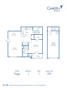 Blueprint of Tioga Floor Plan, 1 Bedroom and 1 Bathroom at Camden Cimarron Apartments in Irving, TX