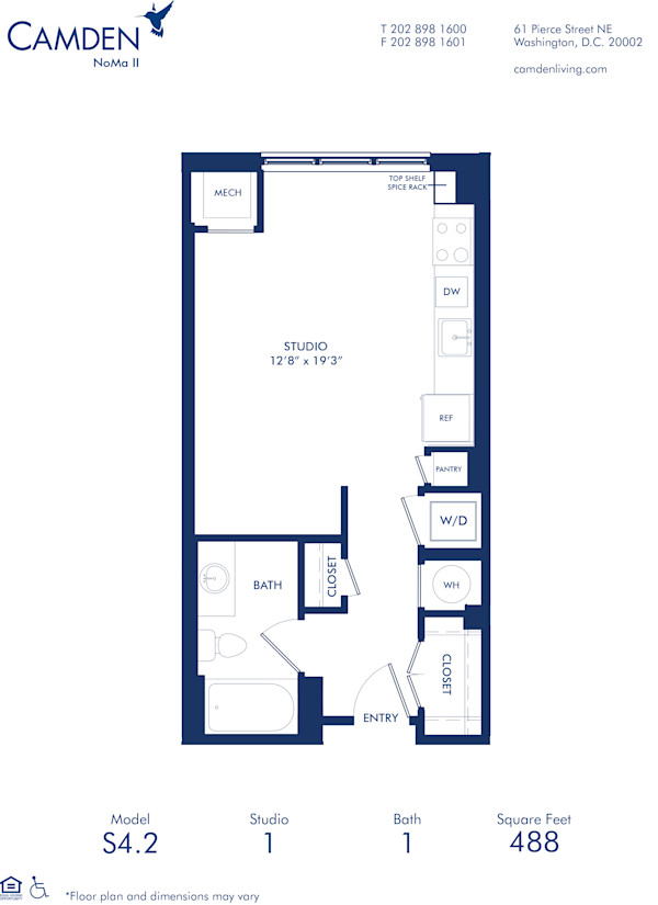 Blueprint of S4.2 Floor Plan, Studio with 1 Bathroom at Camden NoMa II Apartments in Washington, DC