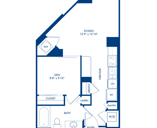Blueprint of S7 Floor Plan, Studio with 1 Bathroom at Camden NoMa Apartments in Washington, DC