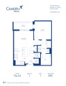 The A2 floor plan, 1 bed, 1 bath apartment home at Camden Atlantic in Plantation, FL