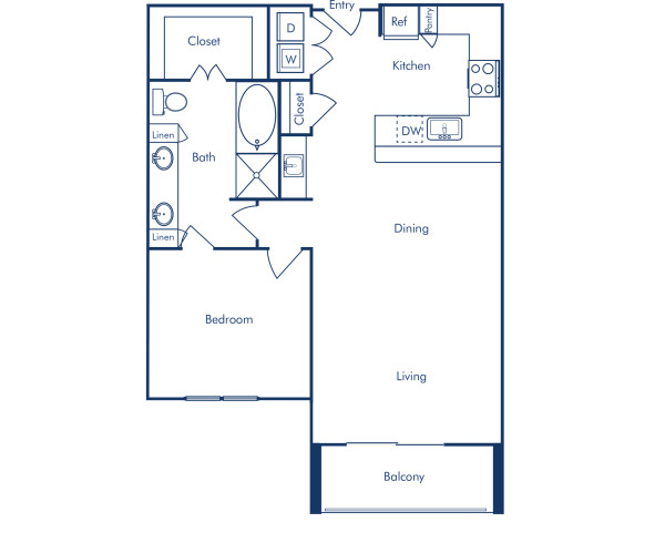Camden Rainey Street apartments in Austin, TX one bedroom floor plan A10