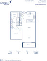 Camden Rainey Street apartments in Austin, TX one bedroom floor plan A10