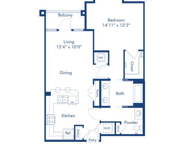 Blueprint of Arden Floor Plan, 1 Bedroom and 1 Bathroom at Camden Paces Apartments in Atlanta, GA