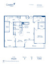 Blueprint of Maple Floor Plan, 2 Bedrooms and 2 Bathrooms at Camden Creekstone Apartments in Atlanta, GA