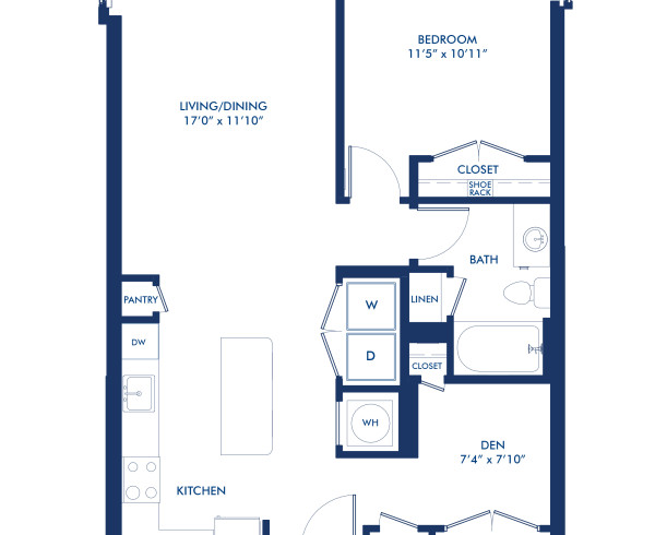 Blueprint of A13.2 Floor Plan, 1 Bedroom and 1 Bathroom at Camden NoMa II Apartments in Washington, DC