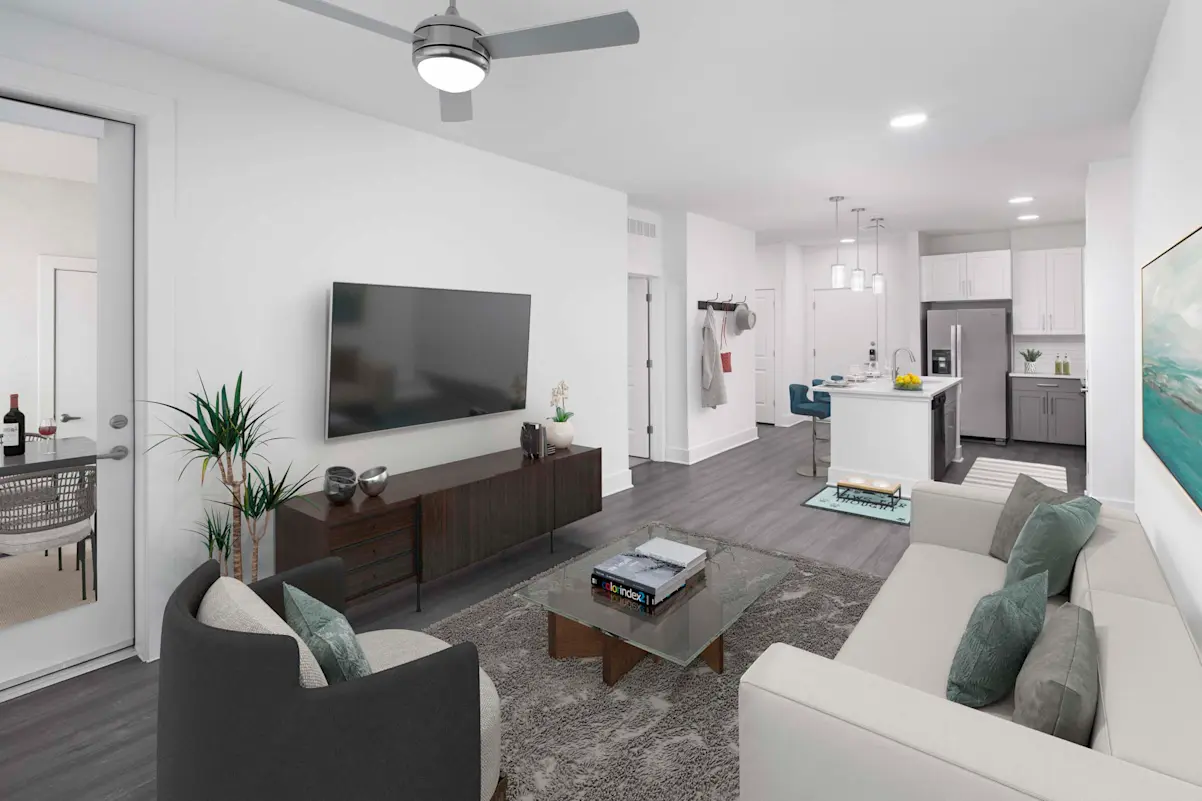 Furnished living room at Camden North End.