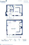 Blueprint of T-A1.2 Floor Plan at Camden McGowen Station One Bedroom Townhomes in Midtown Houston