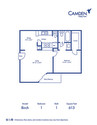 Blueprint of B Floor Plan, 1 Bedroom and 1 Bathroom at Camden Valley Park Apartments in Irving, TX