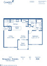 Blueprint of Bergamo Estates Floor Plan, 1 Bedroom and 1 Bathroom at Camden Riverwalk Apartments in Grapevine, TX