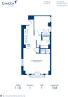 Blueprint of 1.1D Floor Plan, 1 Bedroom and 1 Bathroom at Camden Grand Parc Apartments in Washington, DC