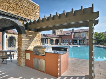 Outdoor grill and dining area