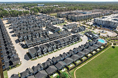 Aerial view of Camden Woodmill Creek Homes for Rent in Spring, TX