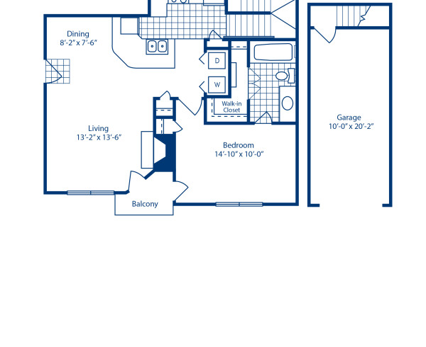 Blueprint of A3R Floor Plan, 1 Bedroom and 1 Bathroom at Camden Legacy Creek Apartments in Plano, TX