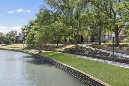 Valley Ranch canal bordering Camden Cimarron apartments in Irving, TX