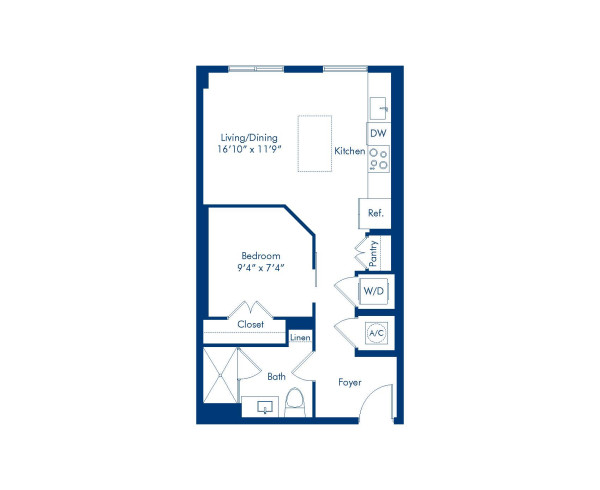 Camden Central apartments in St. Petersburg, Florida studio floor plan blueprint, Botticelli