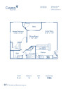 Blueprint of 1.1 Floor Plan, 1 Bedroom and 1 Bathroom at Camden Reunion Park Apartments in Apex, NC