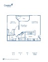 Blueprint of 1.1 Floor Plan, 1 Bedroom and 1 Bathroom at Camden Reunion Park Apartments in Apex, NC