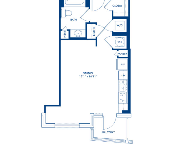 Blueprint of S3 Floor Plan, Studio with 1 Bathroom at Camden NoMa Apartments in Washington, DC