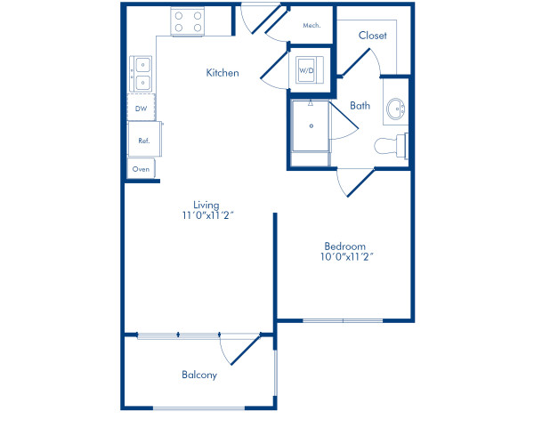 Camden Highland Village apartments in Houston, TX Terrace studio floor plan S1