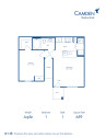 Blueprint of Joplin Floor Plan, 1 Bedroom and 1 Bathroom at Camden Shadow Brook Apartments in Austin, TX