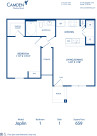 Blueprint of Joplin Floor Plan, 1 Bedroom and 1 Bathroom at Camden Shadow Brook Apartments in Austin, TX