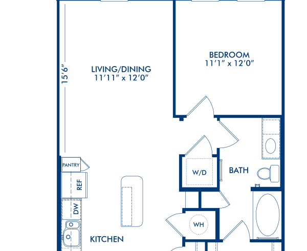 Blueprint of Arden 4 Floor Plan, 1 Bedroom and 1 Bathroom at Camden Belmont Apartments in Dallas, TX