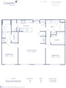 Blueprint of Sacramento II Floor Plan, 2 Bedrooms and 2 Bathrooms at Camden City Centre II Apartments in Houston, TX