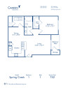 Blueprint of Spring Creek Floor Plan, 1 Bedroom and 1 Bathroom at Camden Spring Creek Apartments in Spring, TX