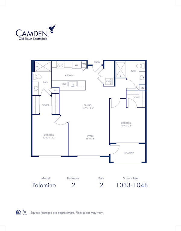 Camden Old Town Scottsdale apartments in Scottsdale, AZ two bedroom Palomino floor plan