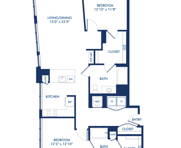 Blueprint of B11.2-A Floor Plan, 2 Bedrooms and 2 Bathrooms at Camden NoMa II Apartments in Washington, DC