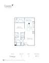 Blueprint of Energy Floor Plan, 1 Bedroom and 1 Bathroom at Camden Main and Jamboree Apartments in Irvine, CA