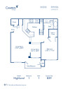 Blueprint of Highland Floor Plan, 1 Bedroom and 1 Bathroom at Camden St. Clair Apartments in Atlanta, GA