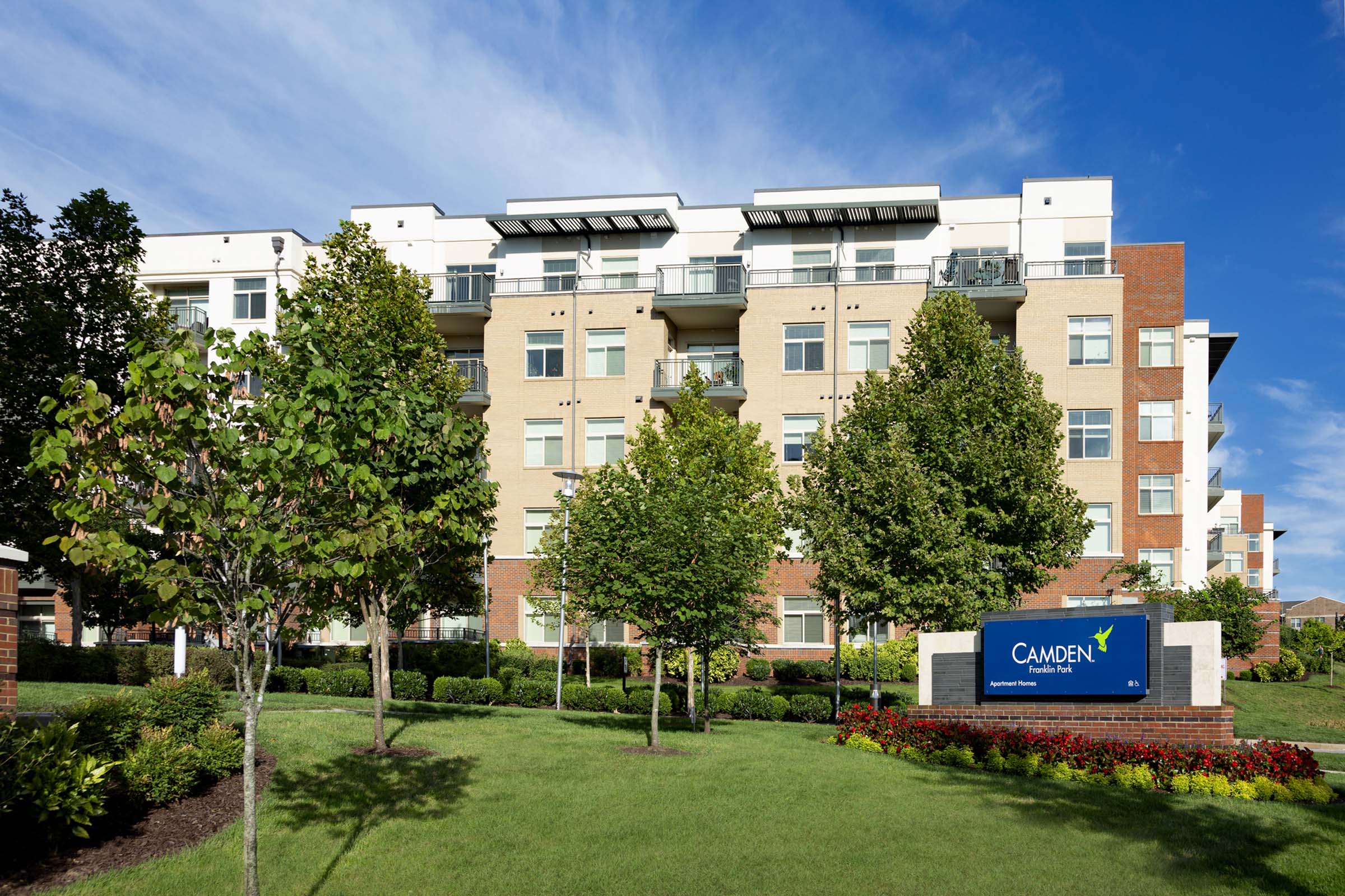 Exterior of Camden Franklin Park with entry sign.