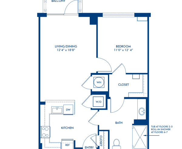 Blueprint of A09A Floor Plan, 1 Bedroom and 1 Bathroom at Camden South Capitol Apartments in Washington, DC