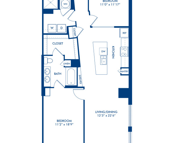 Blueprint of B10 Floor Plan, 2 Bedrooms and 2 Bathrooms at Camden NoMa Apartments in Washington, DC