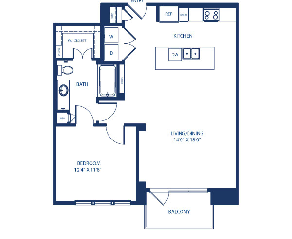 Blueprint of A8.5 Floor Plan, 1 Bedroom and 1 Bathroom at Camden Victory Park Apartments in Dallas, TX