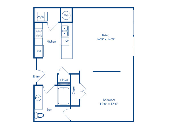 Blueprint of Collier Floor Plan, Studio with 1 Bathroom at Camden Buckhead Square Apartments in Atlanta, GA