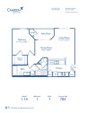 Blueprint of 1.1A Floor Plan, Apartment Home with 1 Bedroom and 1 Bathroom at Camden Reunion Park in Apex, NC