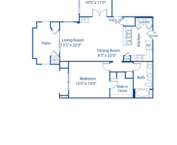 Blueprint of 4 Floor Plan, 1 Bedroom and 1 Bathroom at Camden Denver West Apartments in Golden, CO