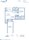 Blueprint of A2BR.2 Floor Plan, 1 Bedroom and 1 Bathroom at Camden Legacy Creek Apartments in Plano, TX