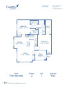 Blueprint of The Adriatic-Study Floor Plan, 1 Bedroom, 1 Bedroom/Study and 1 Bathroom at Camden Grand Harbor  Apartments in Katy, TX