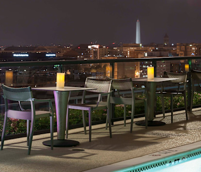 Rooftop view of monuments nighttime